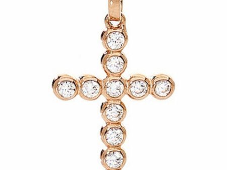 Ladies  Necklace Amen CROCE PICCOLA ARGENTO IP ORO ROSA E ZIRCONI Online Sale