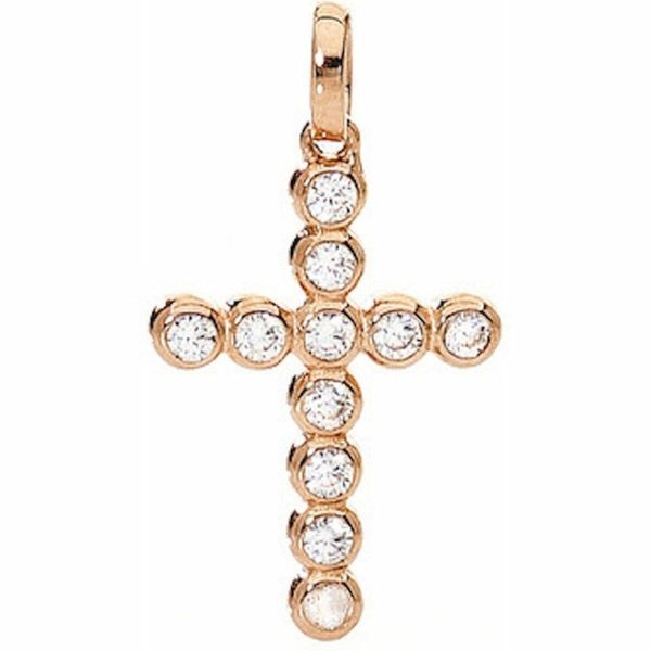 Ladies  Necklace Amen CROCE PICCOLA ARGENTO IP ORO ROSA E ZIRCONI Online Sale