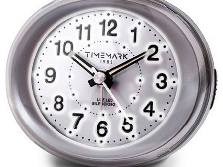 Analogue Alarm Clock Timemark Silver LED Light Silent Snooze Night mode 9 x 9 x 5,5 cm (9 x 9 x 5,5 cm) Online Sale