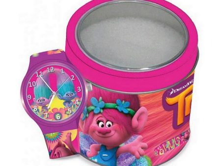 Infant s Watch Cartoon TROLLS - TIN BOX (Ø 33 mm) Sale