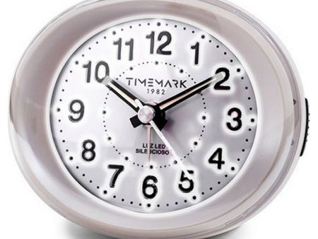 Analogue Alarm Clock Timemark White LED Light Silent Snooze Night mode 9 x 9 x 5,5 cm (9 x 9 x 5,5 cm) For Sale