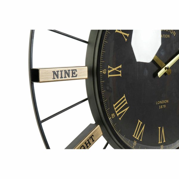 Wall Clock DKD Home Decor Crystal Silver Black Golden Iron 70 x 7 x 70 cm (2 Units) on Sale