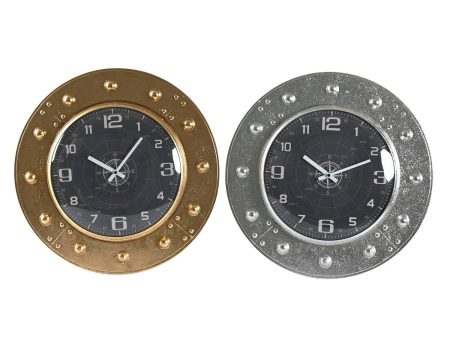 Wall Clock DKD Home Decor 48,5 x 6 x 48,5 cm Crystal Silver Black Golden Iron (2 Units) Hot on Sale