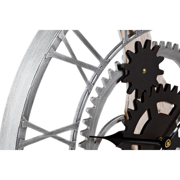 Wall Clock DKD Home Decor Silver Black MDF Iron Gears Loft (60 x 4 x 60 cm) Fashion