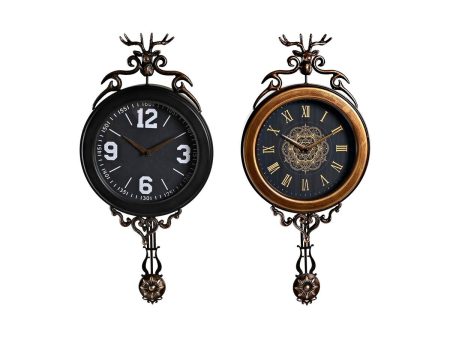 Wall Clock DKD Home Decor Black Golden Crystal Iron Pendulum 27 x 7,5 x 57,5 cm (2 Units) Discount