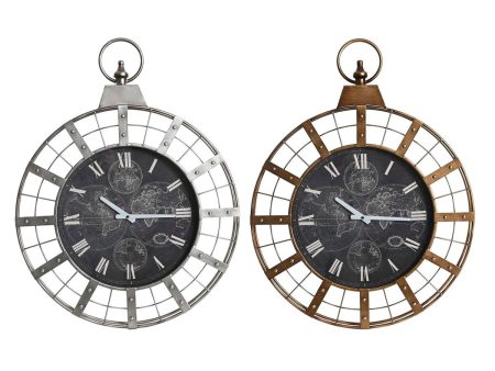 Wall Clock DKD Home Decor 60 x 6,5 x 78 cm Crystal Silver Black Golden Iron (2 Units) Fashion