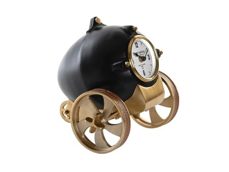 Table clock DKD Home Decor 20,5 x 20,5 x 21,5 cm Black Golden Aluminium Resin Colonial Discount