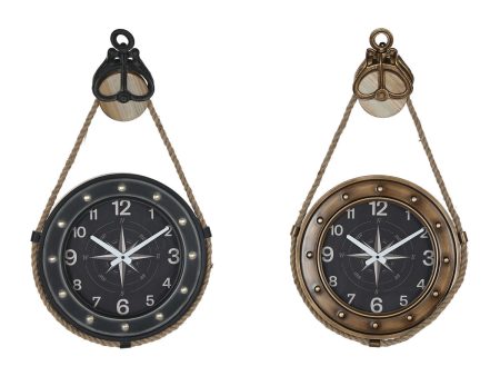 Wall Clock DKD Home Decor 43 x 8 x 71 cm Crystal Black Golden Iron (2 Units) Discount