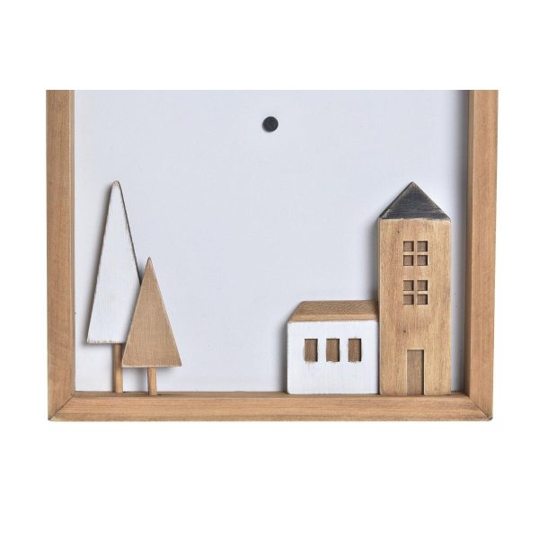 Wall Clock DKD Home Decor White Brown Wood Aluminium Houses Urban 20 x 4 x 30 cm Sale