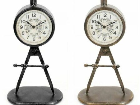 Table clock DKD Home Decor 17 x 8 x 31 cm Black Golden Iron PVC Loft (2 Units) For Sale