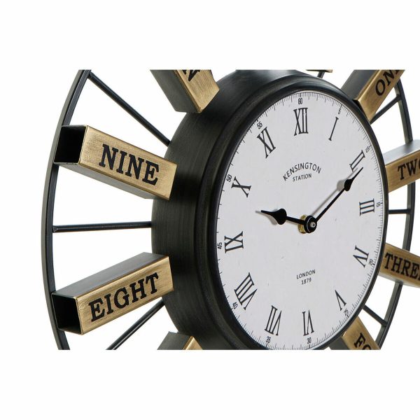 Wall Clock DKD Home Decor 40 x 6,4 x 40 cm Crystal Silver Golden Iron (2 Units) For Sale