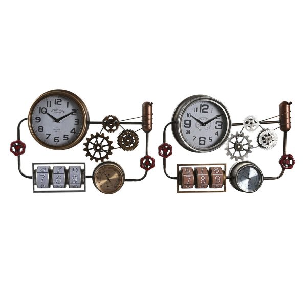 Wall Clock DKD Home Decor 52,5 x 9 x 39,5 cm Crystal Iron Vintage (2 Units) For Discount