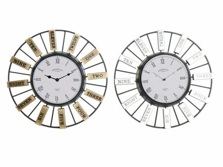 Wall Clock DKD Home Decor 40 x 6,4 x 40 cm Crystal Silver Golden Iron (2 Units) For Sale