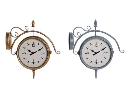 Wall Clock DKD Home Decor 43 x 14,5 x 47 cm Crystal Grey Golden Iron Traditional (2 Units) on Sale