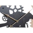 Wall Clock DKD Home Decor Black Natural MDF Wood Gears 70 x 4 x 45 cm Fashion