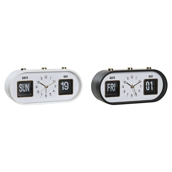 Alarm Clock DKD Home Decor 20 x 6 x 9,5 cm Black White PVC (2 Units) Online Sale