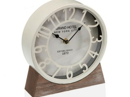 Table clock Versa White MDF Wood (20 x 20 x 6 cm) (Ø 20 cm) Fashion