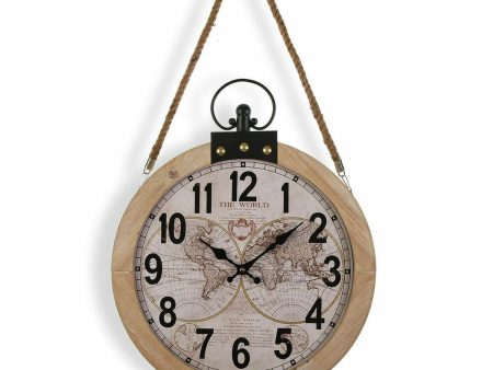 Wall Clock Versa Mapamundi 40 x 6,5 x 47 cm MDF Wood Cheap