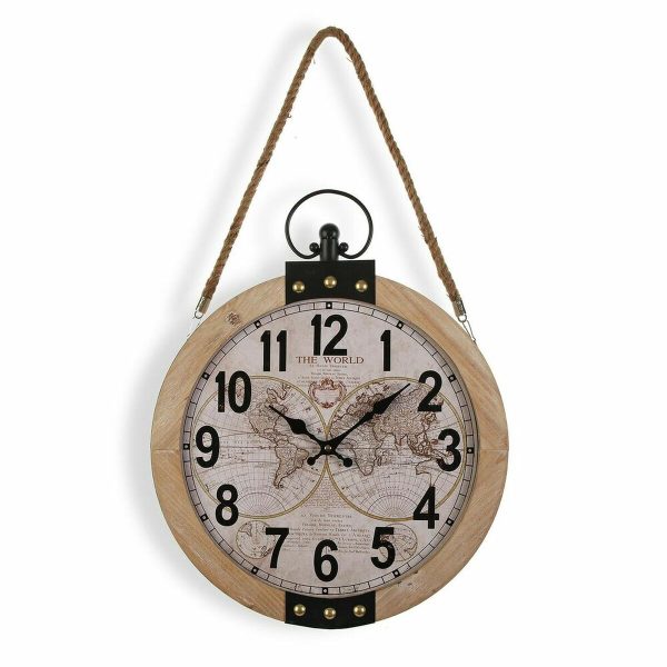 Wall Clock Versa Mapamundi 40 x 6,5 x 47 cm MDF Wood Cheap