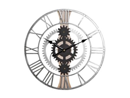 Wall Clock DKD Home Decor Silver Black MDF Iron Gears Loft (60 x 4 x 60 cm) Fashion