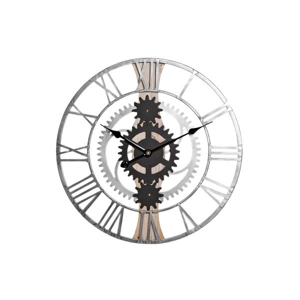 Wall Clock DKD Home Decor Silver Black MDF Iron Gears Loft (60 x 4 x 60 cm) Fashion