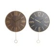 Wall Clock DKD Home Decor 40 x 4 x 40 cm Black Brown Iron Pendulum MDF Wood (2 Units) For Sale