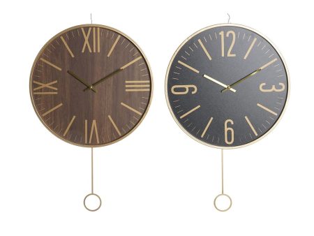 Wall Clock DKD Home Decor 40 x 4 x 40 cm Black Brown Iron Pendulum MDF Wood (2 Units) For Sale