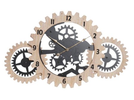 Wall Clock DKD Home Decor Black Natural MDF Wood Gears 70 x 4 x 45 cm Fashion