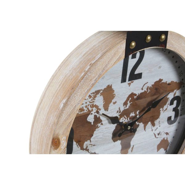 Wall Clock DKD Home Decor 40 x 4 x 54 cm Crystal Iron MDF Wood World Map (2 Units) Supply