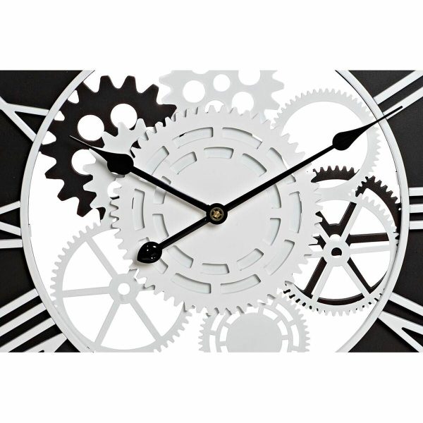 Wall Clock DKD Home Decor White Black Iron MDF Wood Gears 60 x 4 x 60 cm Online Sale