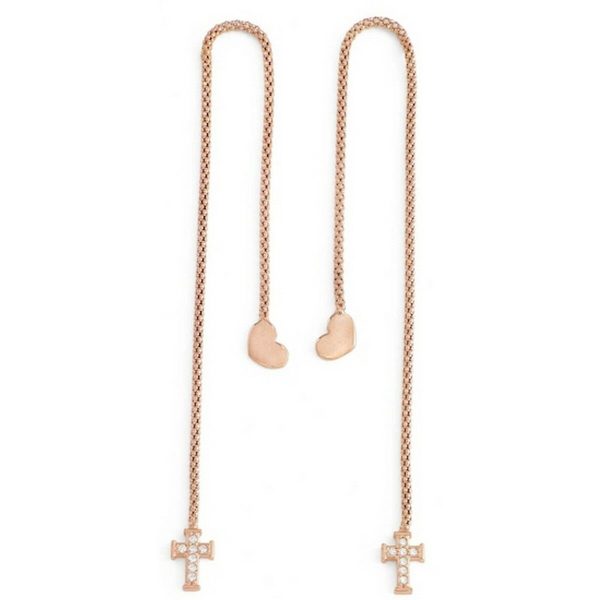 Ladies  Earrings Amen CUORE CROCE CRISTALLI ROSE GOLD For Cheap