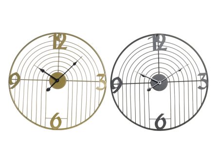 Wall Clock DKD Home Decor Black Golden Metal Modern 45 x 3 x 45 cm (2 Units) Online Hot Sale