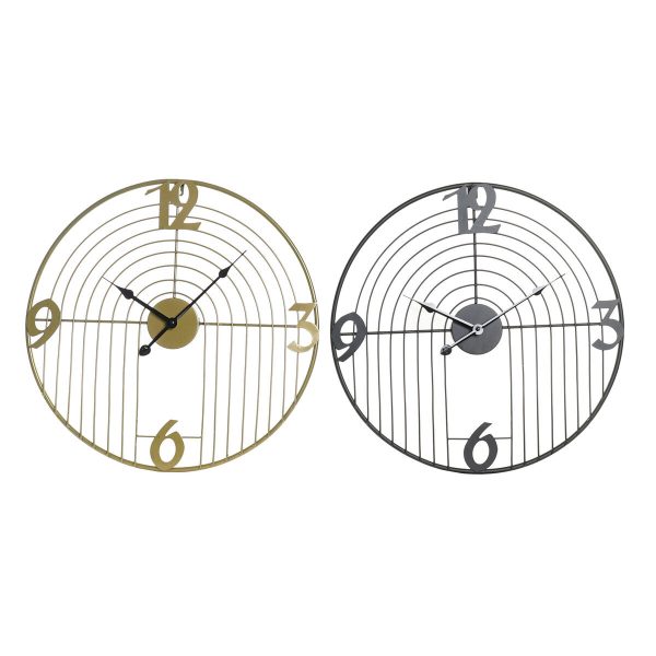 Wall Clock DKD Home Decor Black Golden Metal Modern 45 x 3 x 45 cm (2 Units) Online Hot Sale