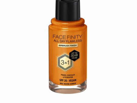 Crème Make-up Base Max Factor Face Finity All Day Flawless 3-in-1 Spf 20 Nº W91 Warm amber 30 ml Supply