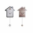 Wall Clock DKD Home Decor 32 x 5 x 56 cm Natural White Plastic House MDF Wood (2 Units) For Discount