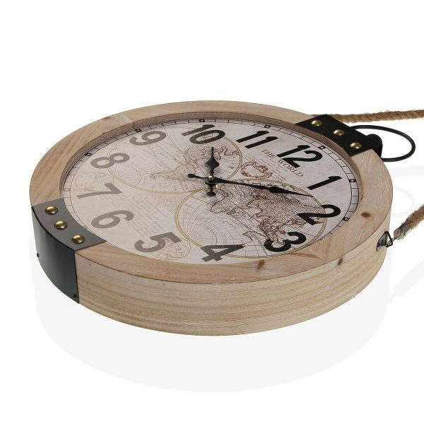 Wall Clock Versa Mapamundi 40 x 6,5 x 47 cm MDF Wood Cheap