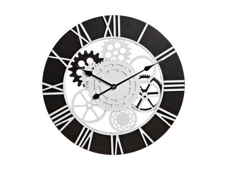 Wall Clock DKD Home Decor White Black Iron MDF Wood Gears 60 x 4 x 60 cm Online Sale