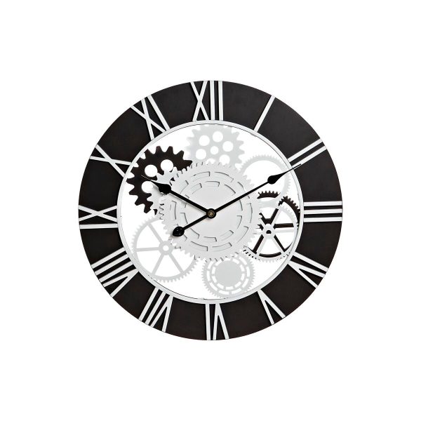 Wall Clock DKD Home Decor White Black Iron MDF Wood Gears 60 x 4 x 60 cm Online Sale