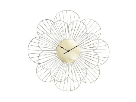 Wall Clock DKD Home Decor Flower Golden Metal (57 x 4 x 57 cm) Cheap