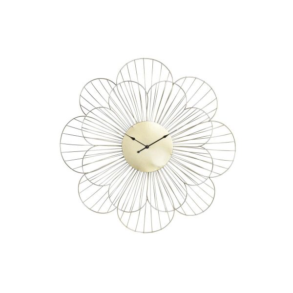 Wall Clock DKD Home Decor Flower Golden Metal (57 x 4 x 57 cm) Cheap