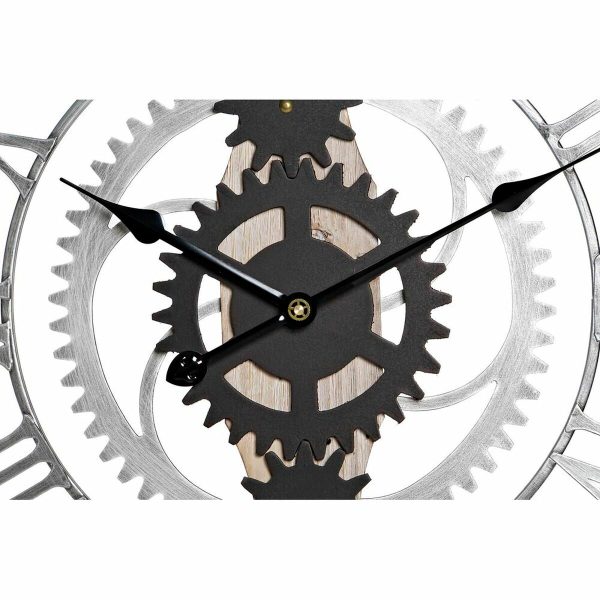 Wall Clock DKD Home Decor Silver Black MDF Iron Gears Loft (60 x 4 x 60 cm) Fashion